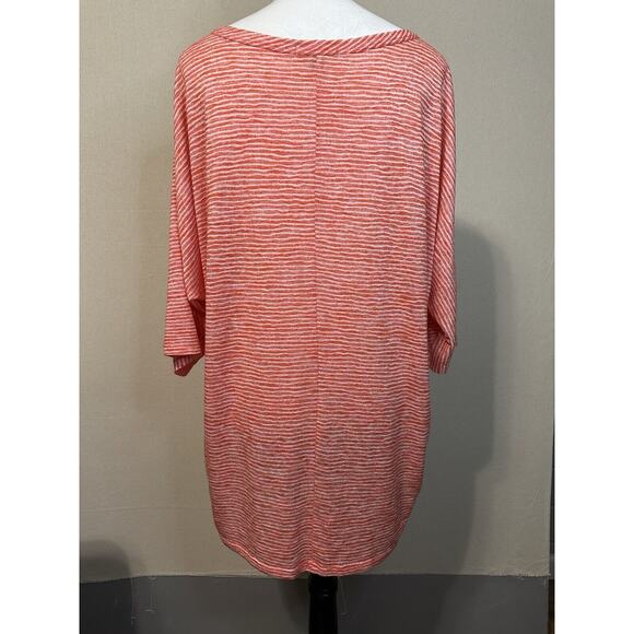 Lane Bryant Women's Top Size 22/24 Striped Orange Boho Short Sleeve - Picture 5 of 11